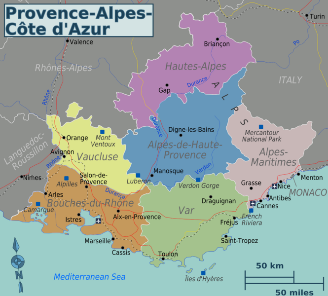 Kaart van de Provence